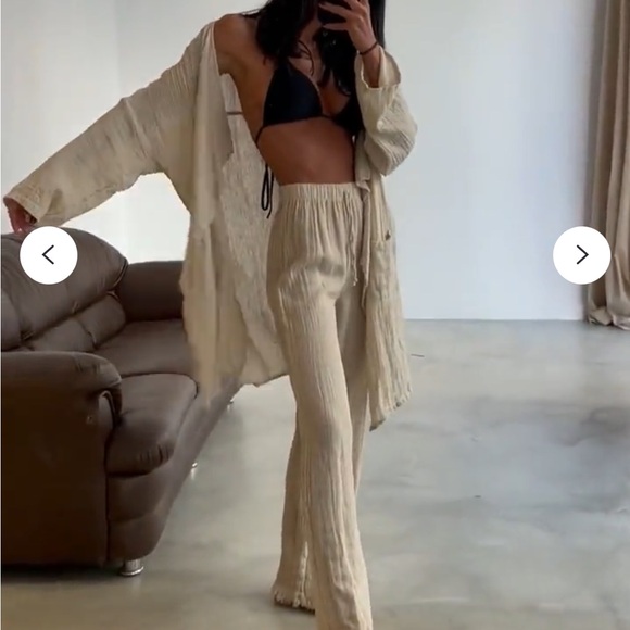 Lightweight Cream cotton  Pants - Picture 4 of 9